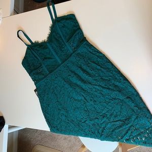 NWT Express Lace Midi Dress, Hunter Green, Sz 12